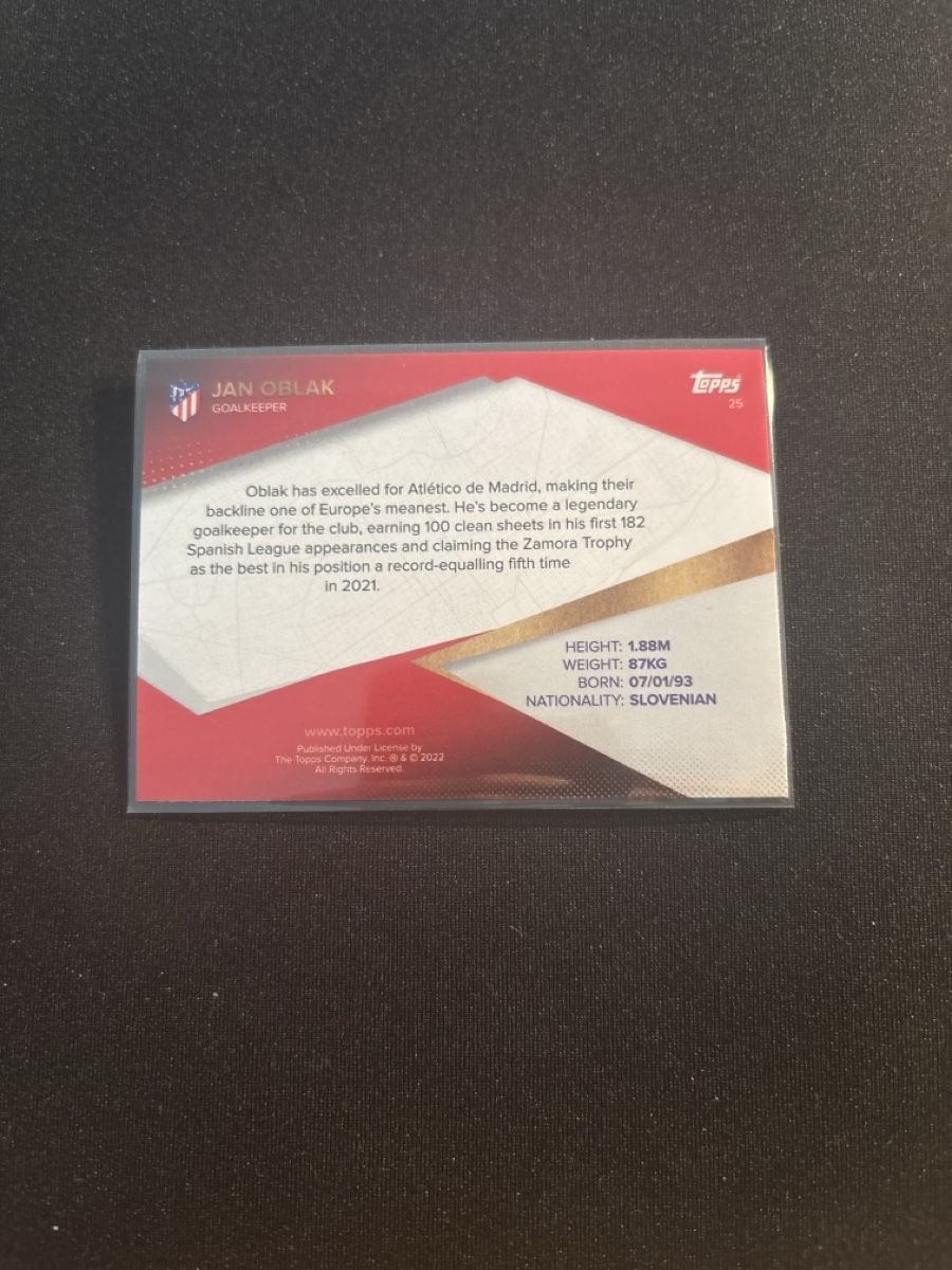 Topps Carte collezionabili: Jan Oblak - Topps Karte - Atletico Madrid - Team Set – Usato da Kaiseraugst venduto da Baum_12 1
