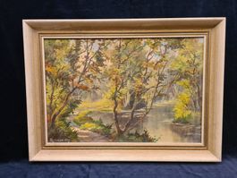 Flusslandschaft Ölgemälde Kolardi 1954