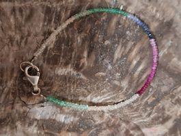 Edelstein Armband Saphir Multicolor S 925