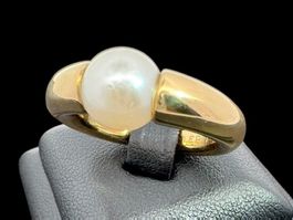 Cartier Vintage Akoya Perle Ring 18k GG Grösse 54 *S1698