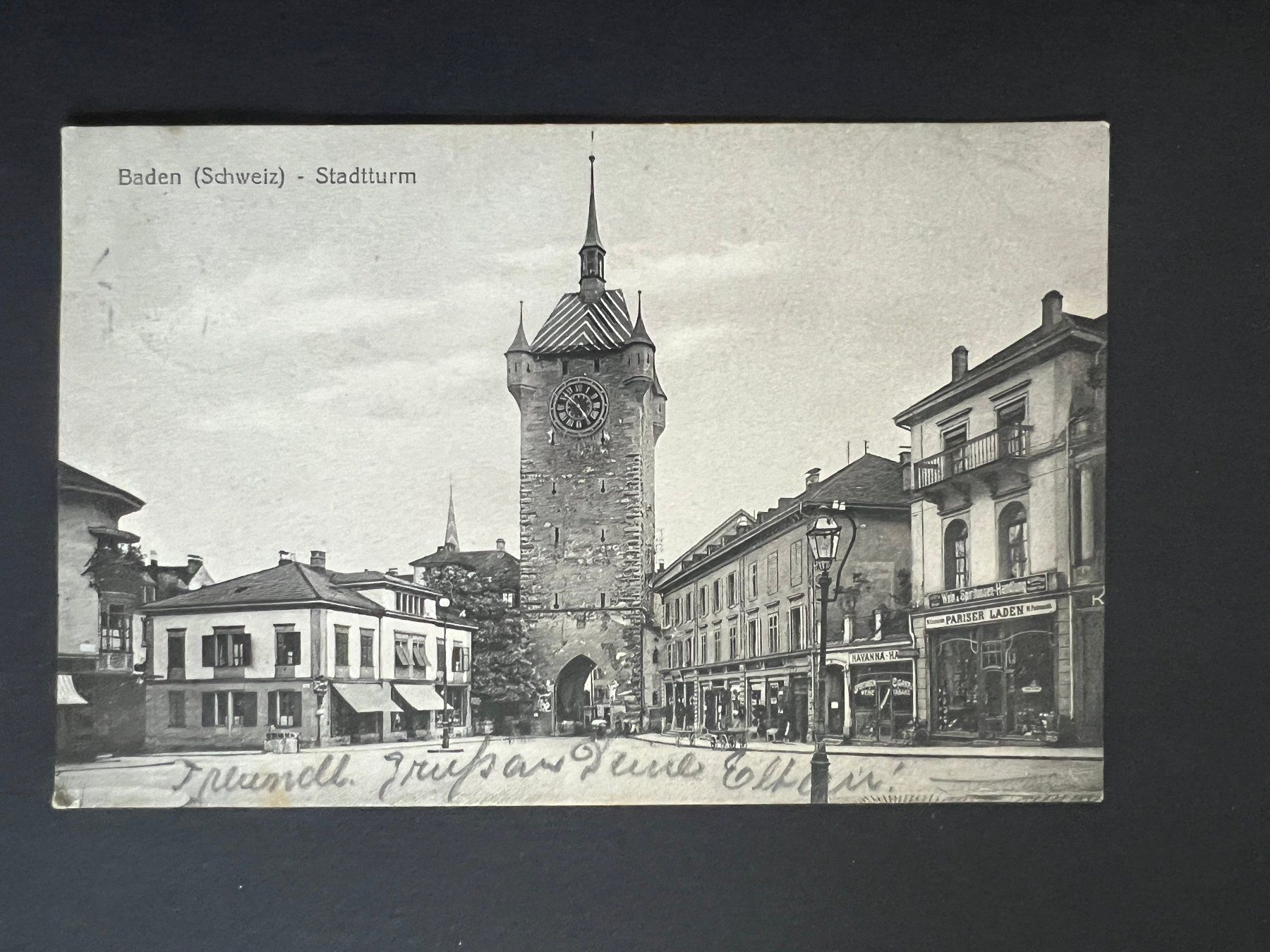 Ansichtskarten: Ansichtsk. 1915 Baden mit Stadtturm   (V539) – Gebraucht aus Hinwil von Sidi4