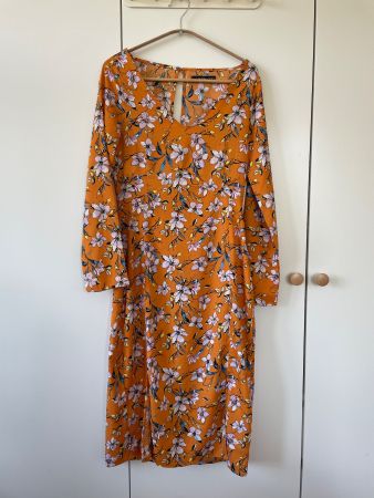 Even&Odd Blumenkleid Midi Orange/Floral Gr. XS