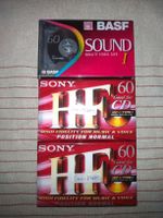 Cassettes audio BASF Sound I et Sony HF 60min x3 NEW 
