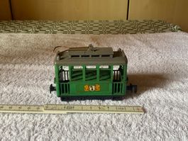 Vintage Spielzeug-Tram, grüne Strassenbahn, Rarität!