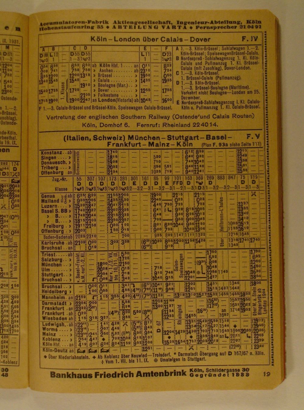 Libri: FAHRPLAN M. DUMONT SCHAUBERG KÖLN 1931 – Usato da Grüningen venduto da Kartensammler 2