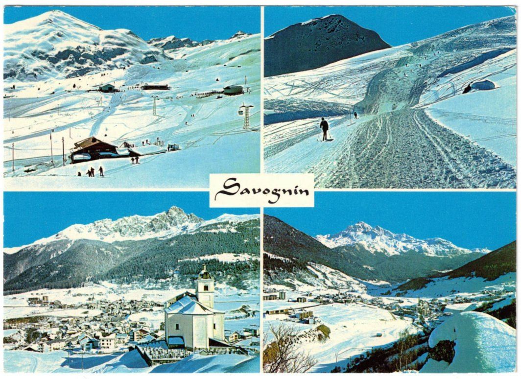 Cartoline postali: Savognin - 4 Bild AK – Usato da Binningen venduto da Mountainrider