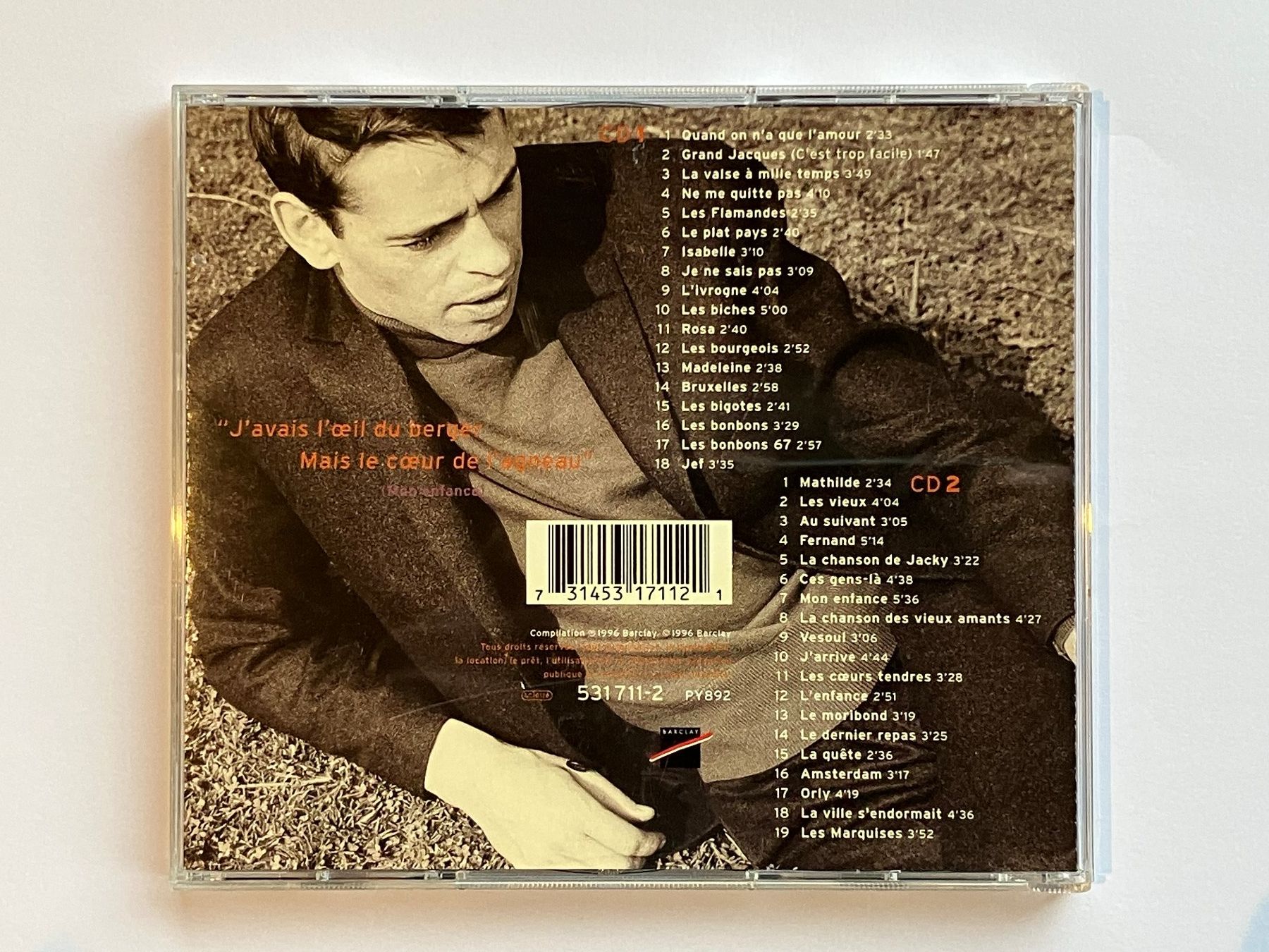 CD: Jacques Brel "Quand on a que l'Amour" 2 disques CD – Usato da Delley venduto da ogringo77 1