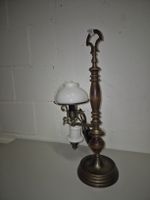 Tischlampe Messing Holz antik guter Zustand