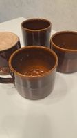 4er Set Vintage Steinzeug Tassen Studiokeramik 70er in braun