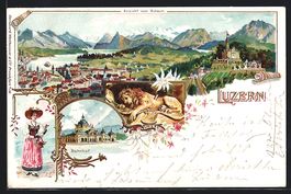 Litho Luzern, Ortsansicht vom Gütsch mi