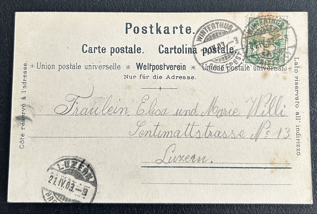 Cartoline postali: Winterthur Schlumpf Litho  – Usato da Horw venduto da Tellbub 1