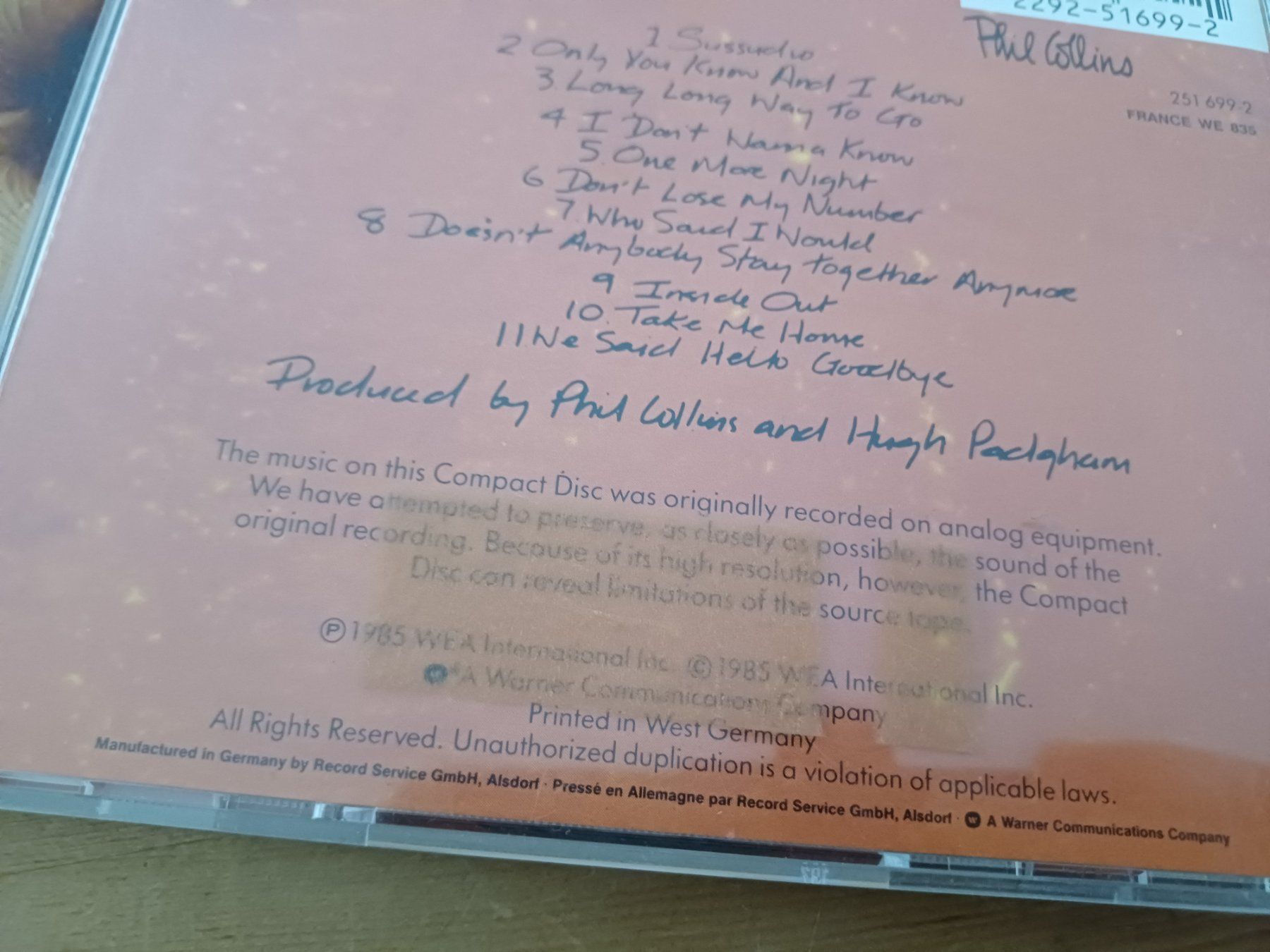 CD: Phil Collins – No Jacket Required – Usato da Jona venduto da Rreto71 4
