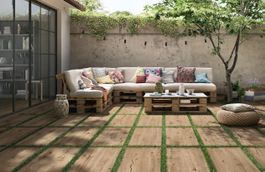 Gartenplatten Feinsteinzeug WOOD 4 Farben 120x40x2cm