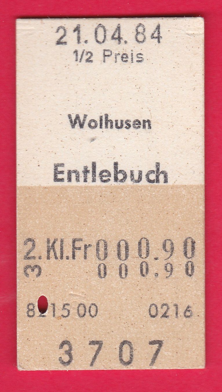 Biglietti: KARTON BILLETT, WOLHUSEN - ENTLEBUCH, 2.KLASSE, EINFACH,HALB – Usato da Oberrieden venduto da Gebirgsstelze