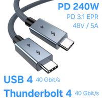 Thunderbolt 4 (USB‑C) Pro Kabel (1 m) für MacBook Mac iPhone