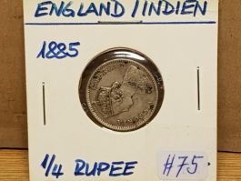 India: 1/4 Rupee 1885 SS , Victoria 917 Silber. #75
