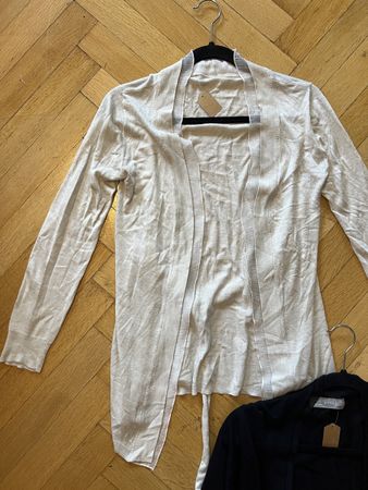 Gilet / cardigan beige Zara avec détails en voile - M
