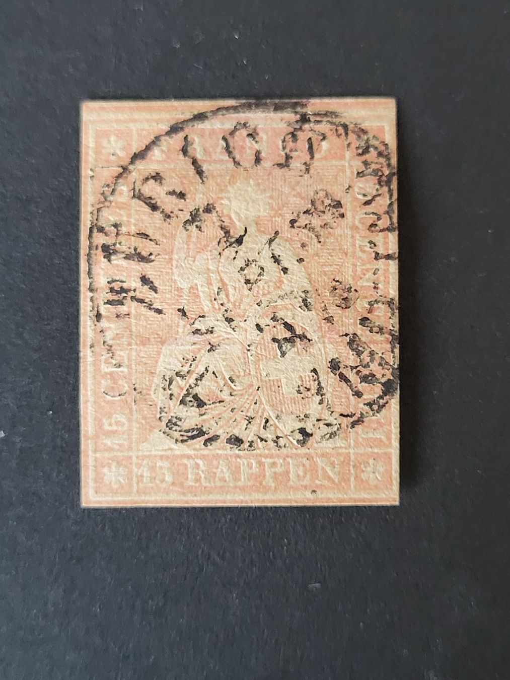 Tutti i francobolli: Ab 1854, 15 Rappen Strubel Orange  – Usato da stäfa venduto da brandy66