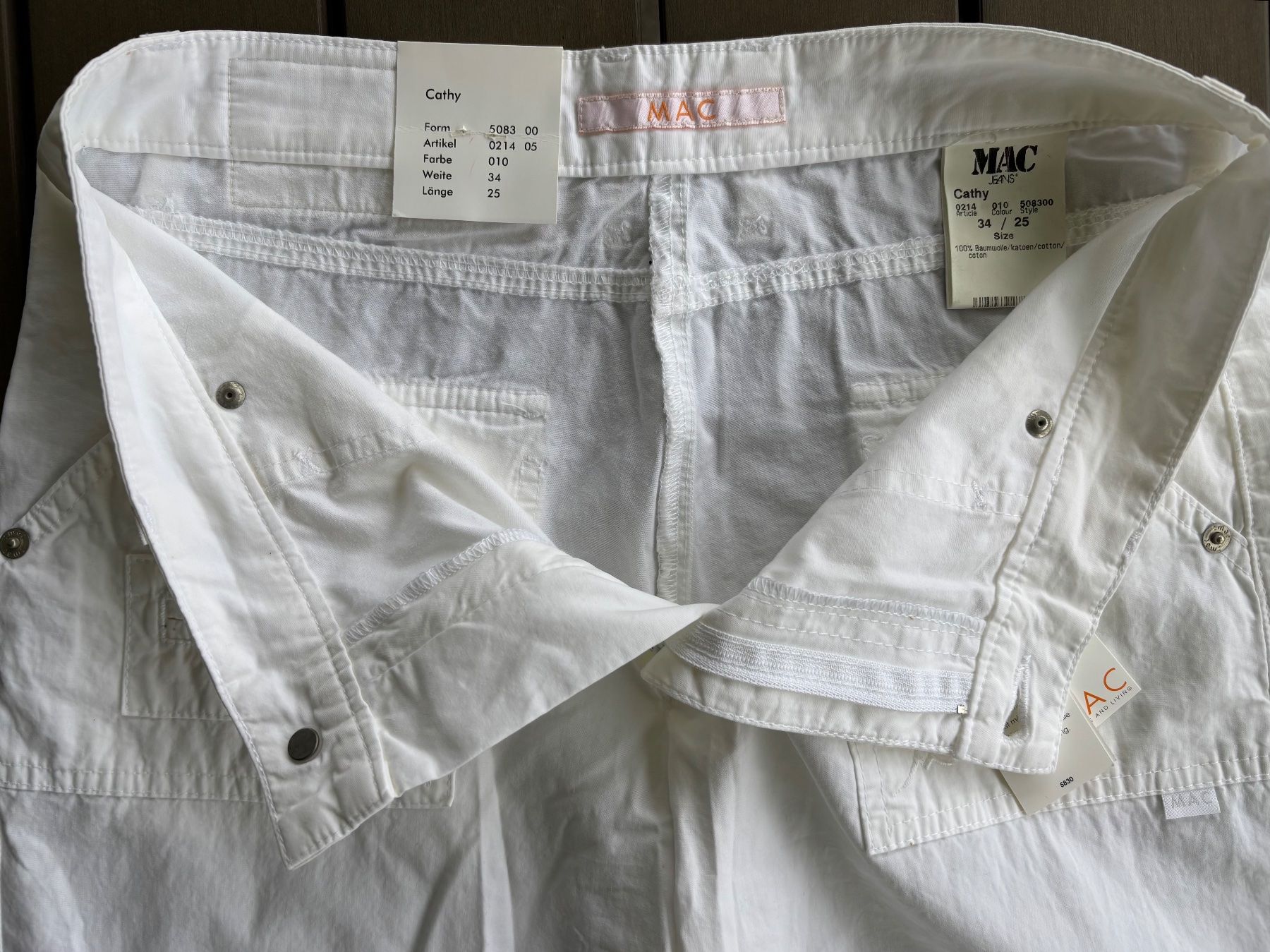 Pantaloni: MAC Cathy 7/8 Baumwollhose white zip, Gr. 34 – Nuovo e nell'imballaggio originale da Ebnat-Kappel venduto da Molton 3