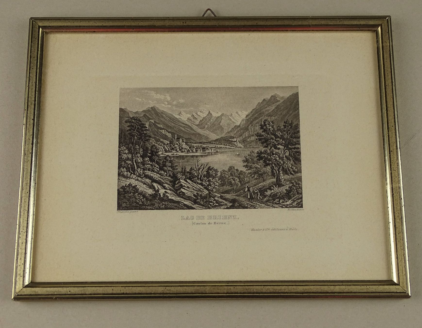 Incisioni: LAC DE BRIENZ, AQUATINTA UM 1850 – Usato da Grüningen venduto da Kartensammler