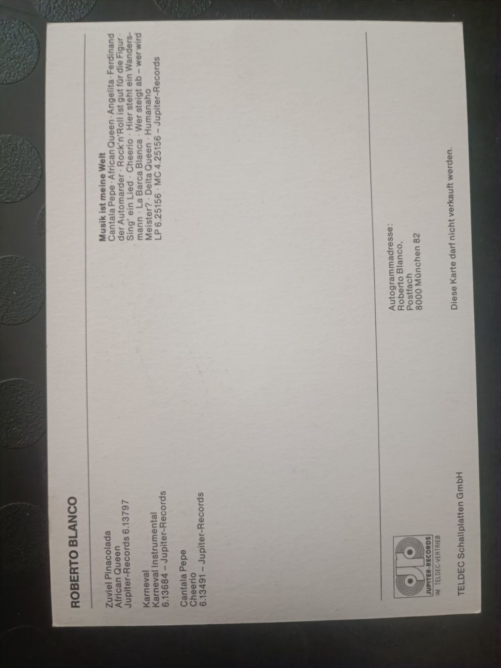 Autogramme: Roberto Blanco - handsignierte Autogrammkarte – Gebraucht aus Menziken von Artographs 1