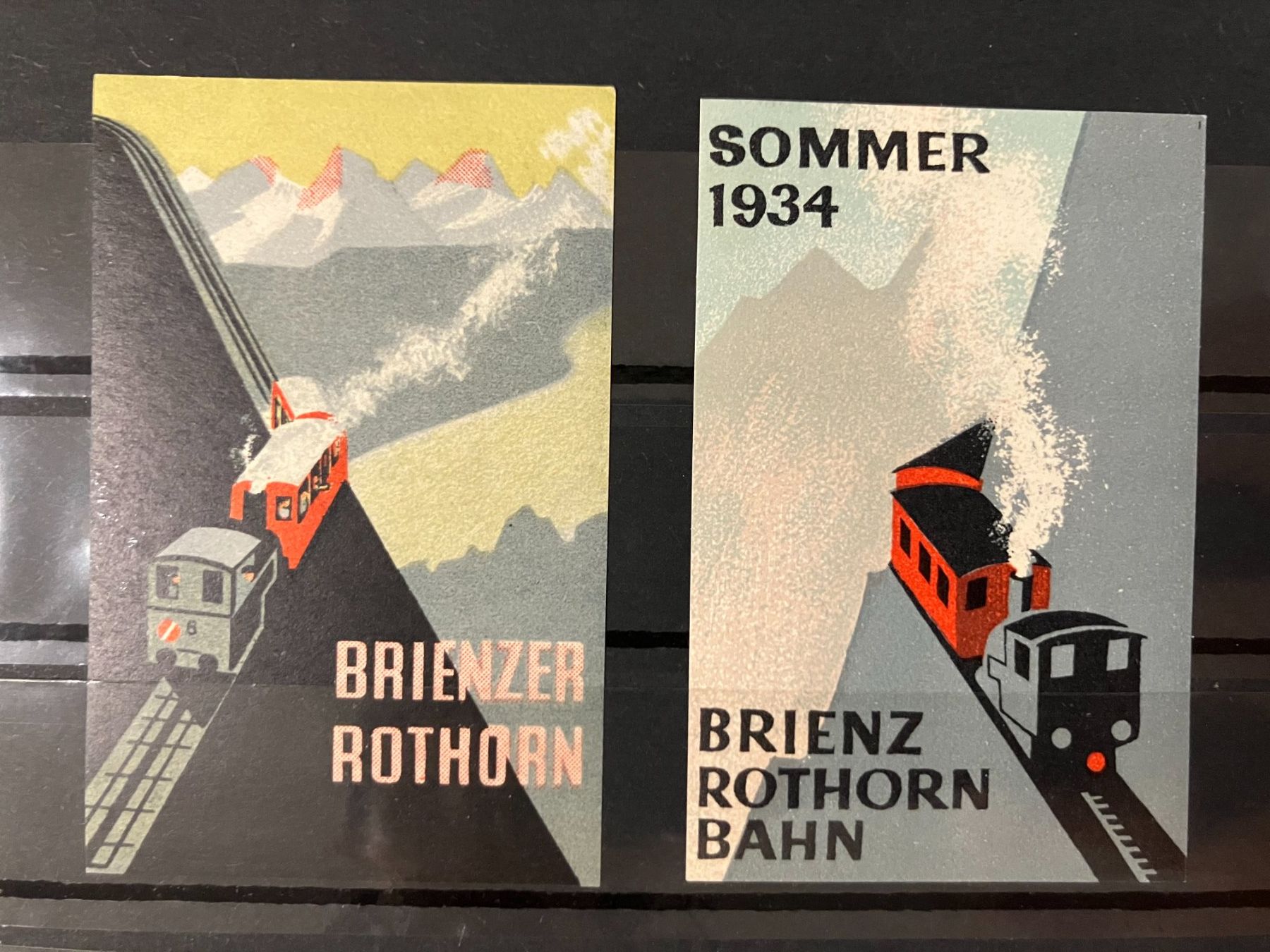 Vignette autostradali: Werbe Vignetten Brienzer Rothorn Bahn 1931+1934, ** – Usato da Würenlos venduto da Eulenpostuhu