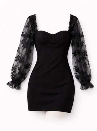 Schwarzes Minikleid mit Spitze