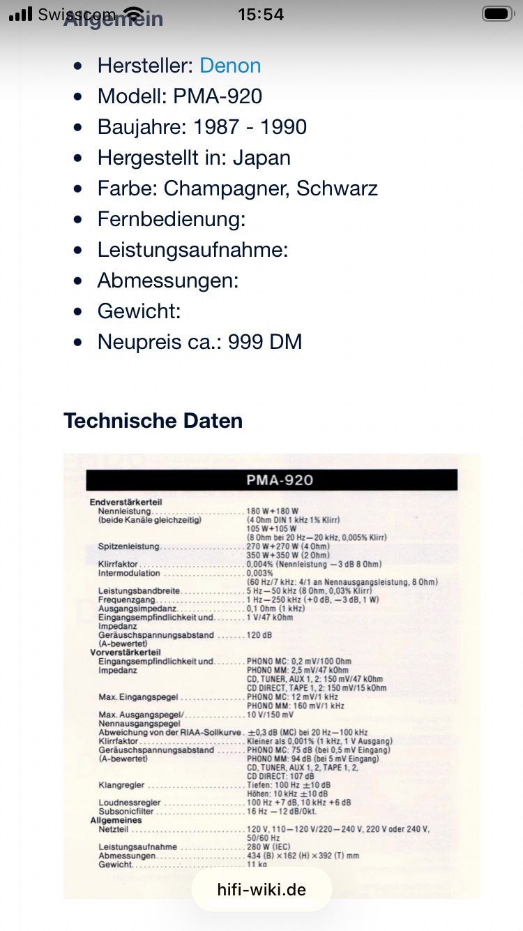 Denon Amplificateurs: DENON PMA-920 – D'occasion à Hombrechtikon par mnims1 7