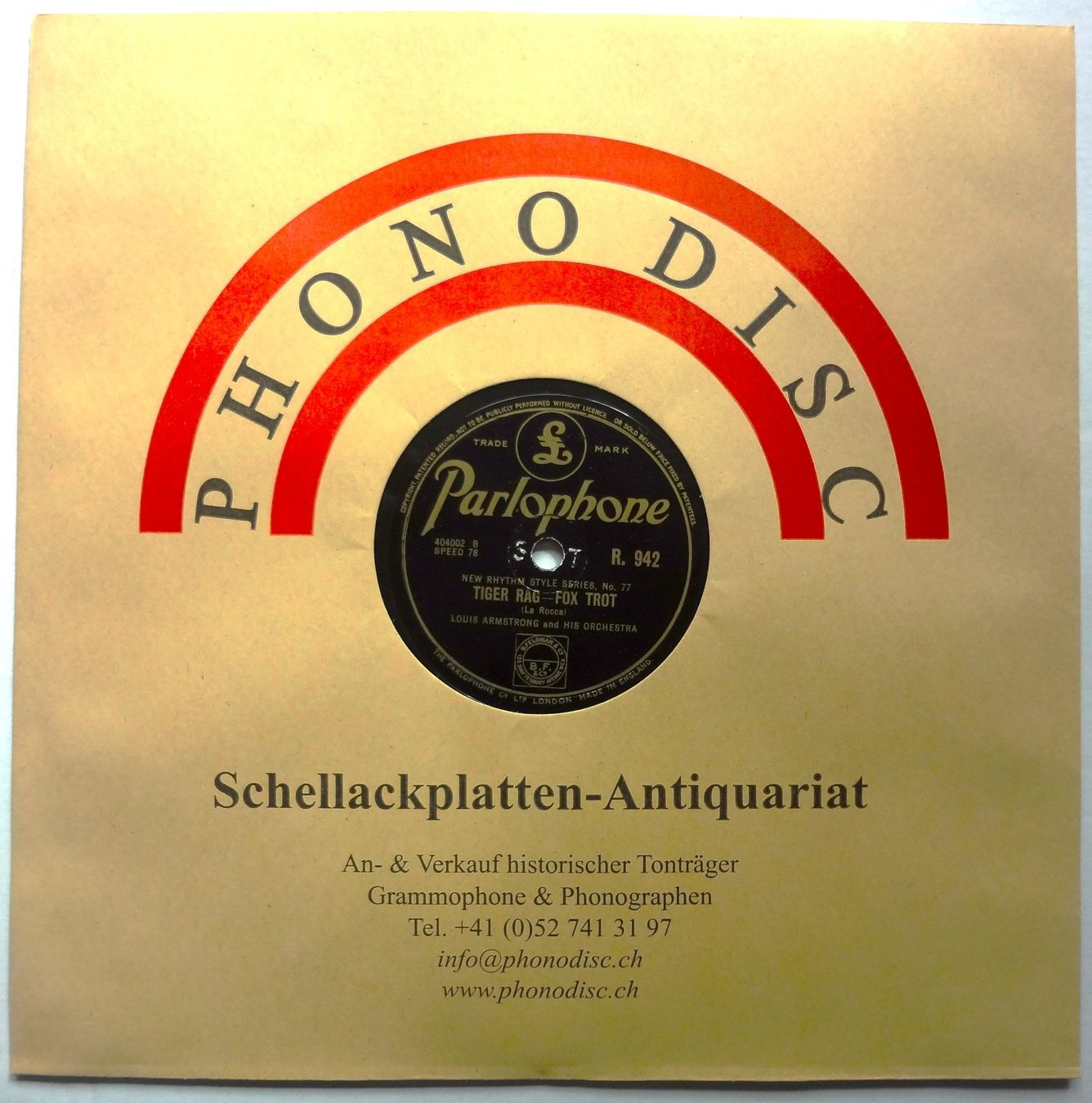 Dischi in vinile: Louis Armstrong, der bekannte Tiger Rag auf Schellackplatte – Usato da Hemishofen venduto da Phonomandy