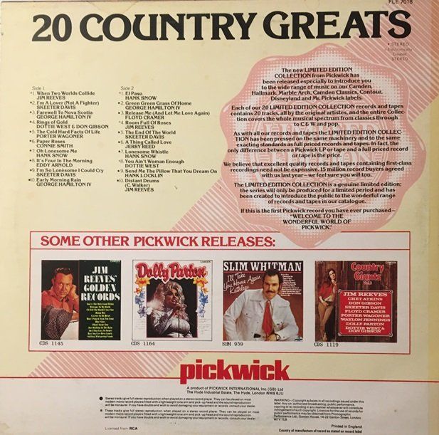 Schallplatten: 20 Country Greats (LP) – Gebraucht aus Grüningen von azulgrisvinyl 1
