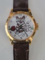 Vintage Handaufzug Armbanduhr Katze mit Wackelaugen 