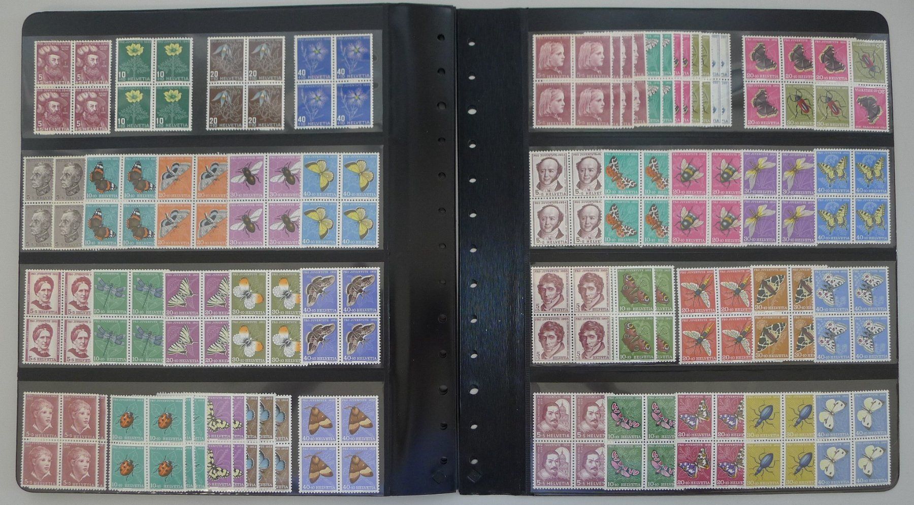 Alle Briefmarken: 1913-1963, PJ-Viererblock-Sammlung postfrisch **, K: 5000.- – Gebraucht aus Sursee von Luzernerraute 7