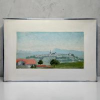 BIERILET — Paysage, huile sur toile marouflée sur panneau