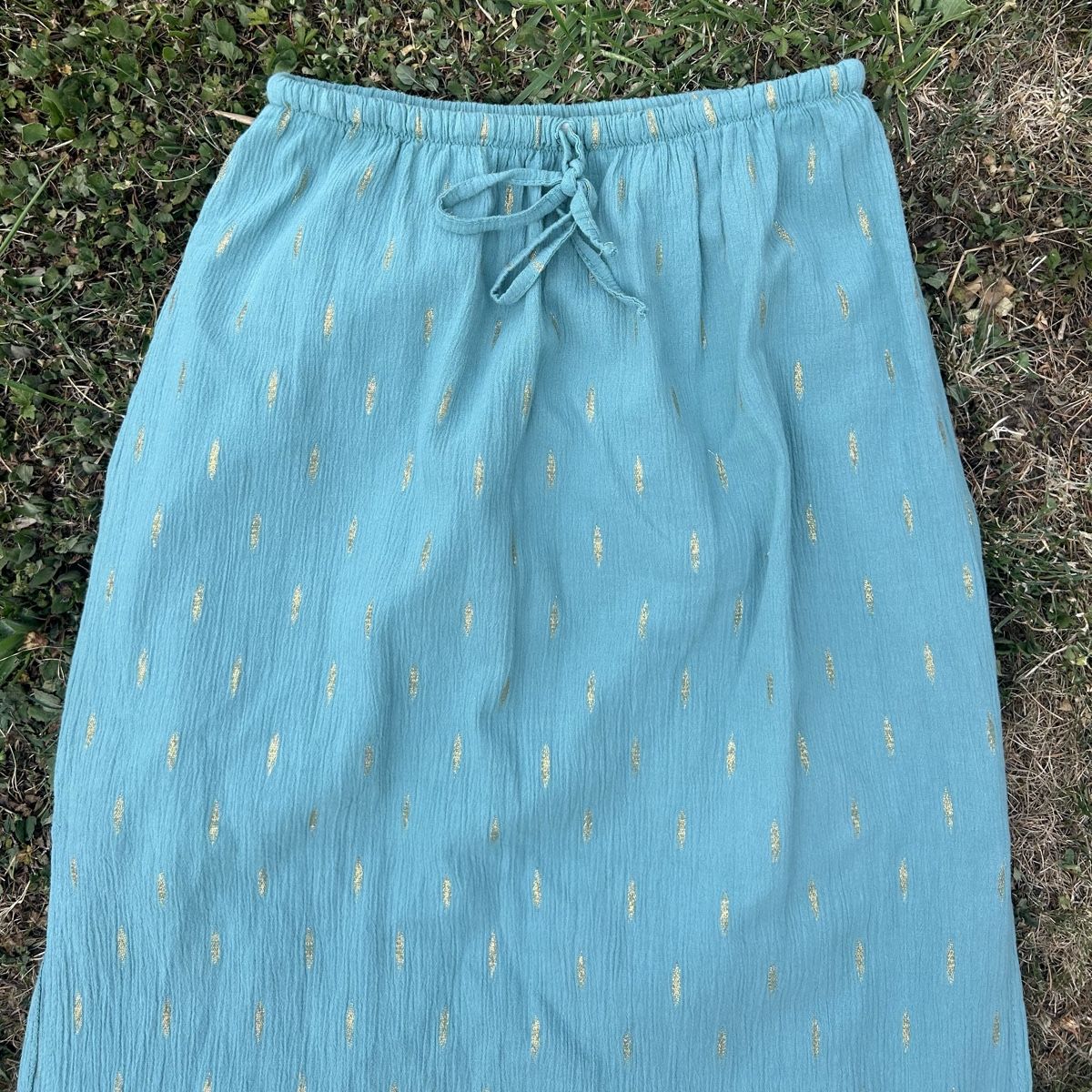 Röcke: Long Skirt Teal Gold Pattern Elastic Waist – Gebraucht aus brent von fukusapes 1