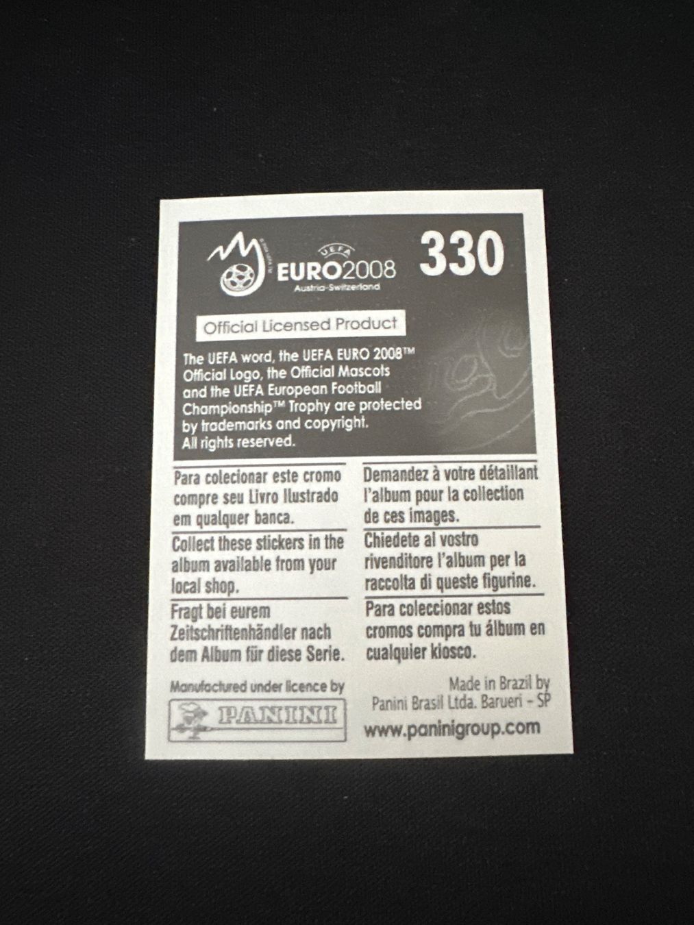 Panini Carte collezionabili: Panini UEFA EM 2008 Sticker - Nr. 330 – Usato da Sulz AG venduto da DealWerk 1