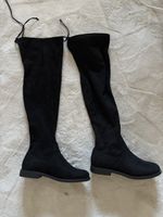 Schwarze Overknee-Stiefel, flach 39
