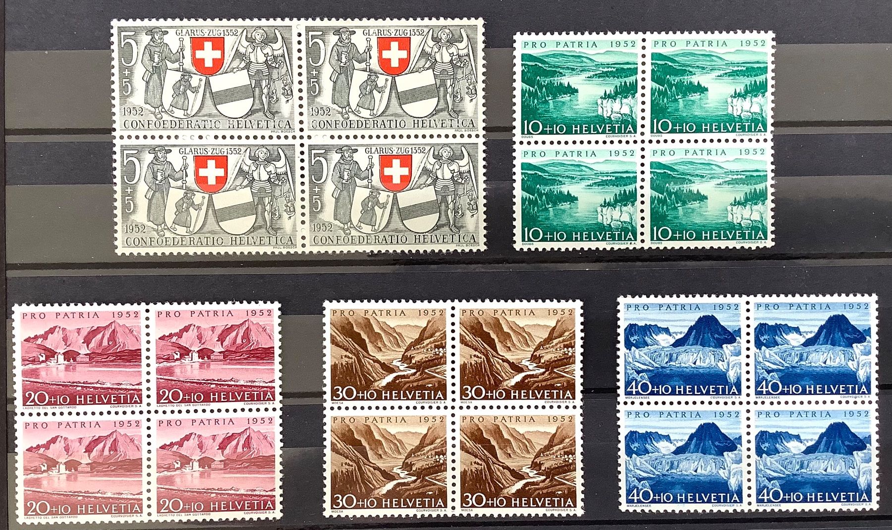 Tutti i francobolli: 1952 Pro Patria Viererblock Satz Postfrisch ** – Nuovo (secondo la descrizione) da Liestal venduto da Pep3