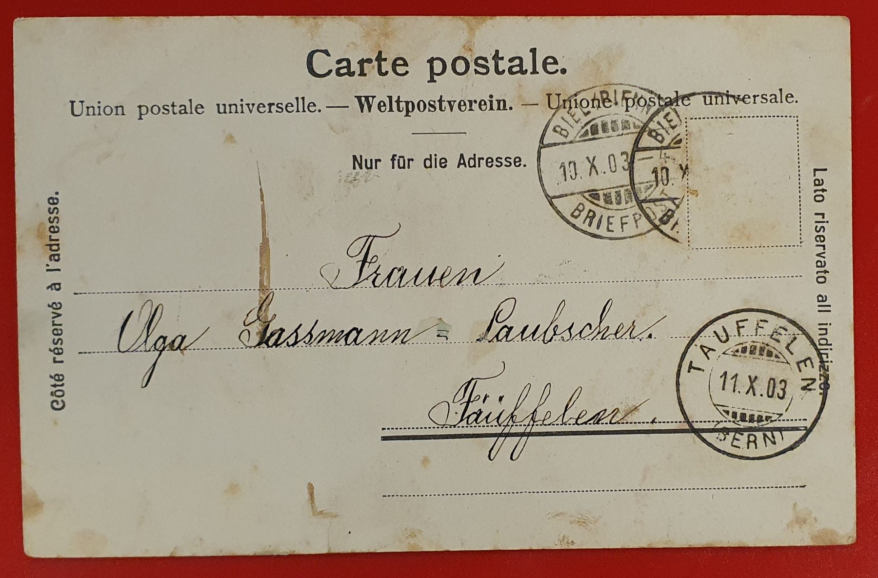 Cartoline postali: Biel/Bienne 1903 -  Rue Franche – Usato da Kreuzlingen venduto da Rschweiz1 1