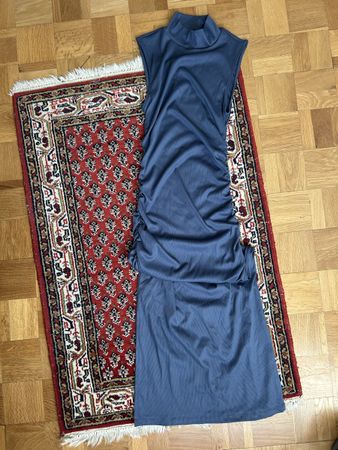 Sleeveless midi dress high neck blue 