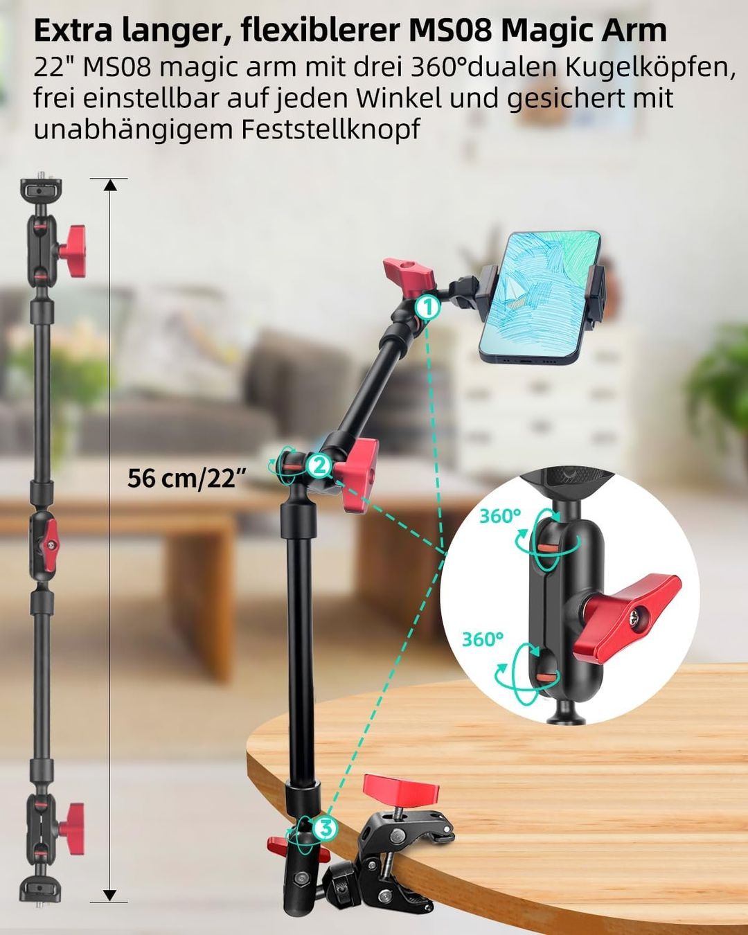 Supporti a parete: 22'' Magic Arm mit Super Clamp XLarge – Nuovo e nell'imballaggio originale da Geneve venduto da Titi2008 2