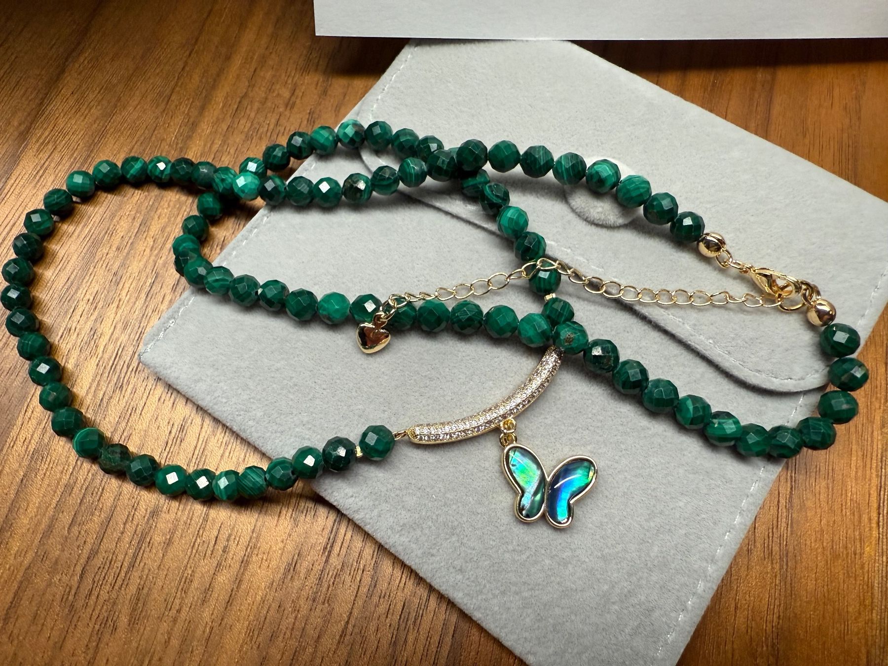 Catenine: Malachit Kette Halskette Collier Edelstein Halsschmuck 52 cm – Nuovo (secondo la descrizione) da Rotkreuz venduto da beltraum 4