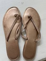 Flip Flops Sandalen Leder gold 38