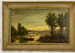 Ölgemälde An der Aare Elisabeth Voigt Antik Vintage