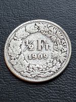 Monnaie Suisse 🇨🇭 1909 1/2 de ARGENT 