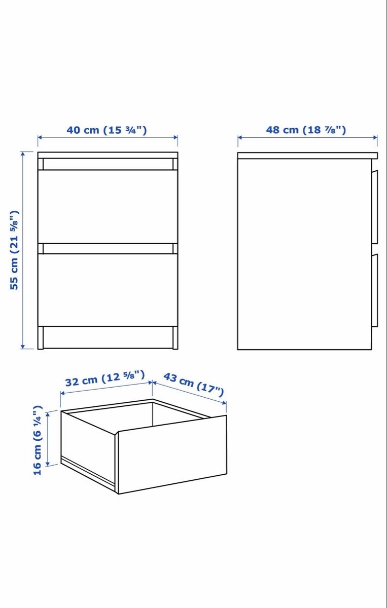 Comodini: IKEA Malm Kommode mit 2 Schubladen, grau – Usato da Zürich venduto da con_mts2 6