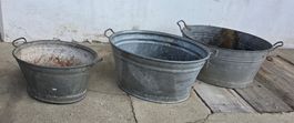 Zink- Wanne / Zuber 3er-Set