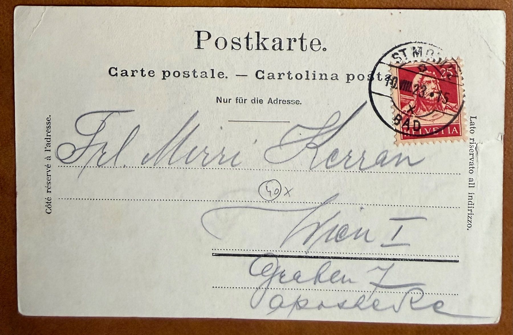Cartoline postali: St. Moritz Bad - Hotel du Lac 1923 – Usato da Lutry venduto da Ediego 1