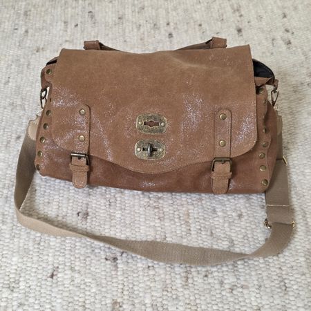 Ledertasche braun Metallic-Optik Made in Italy 