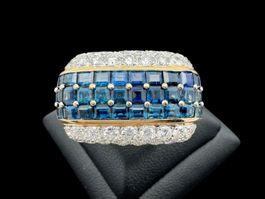 Saphire 4.2c Brillanten 2.4c Ring 18k GG Grösse 51 *S2305