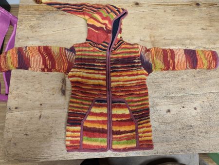 Merlin Kinder Wolljacke, Gr. 104, gestreift, warm für Herbst